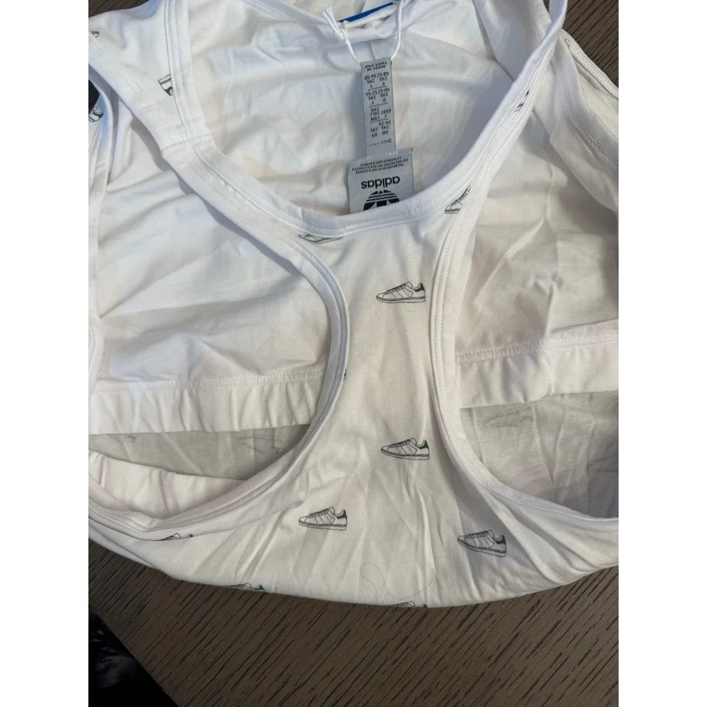 Adidas Racerback Bodysuit White/Green Stripe Logo Print‎ XXL  NWT MSRP $48